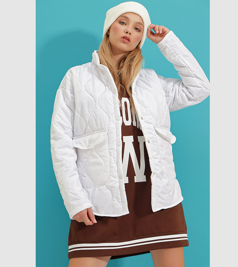 Quilted jacket sales white