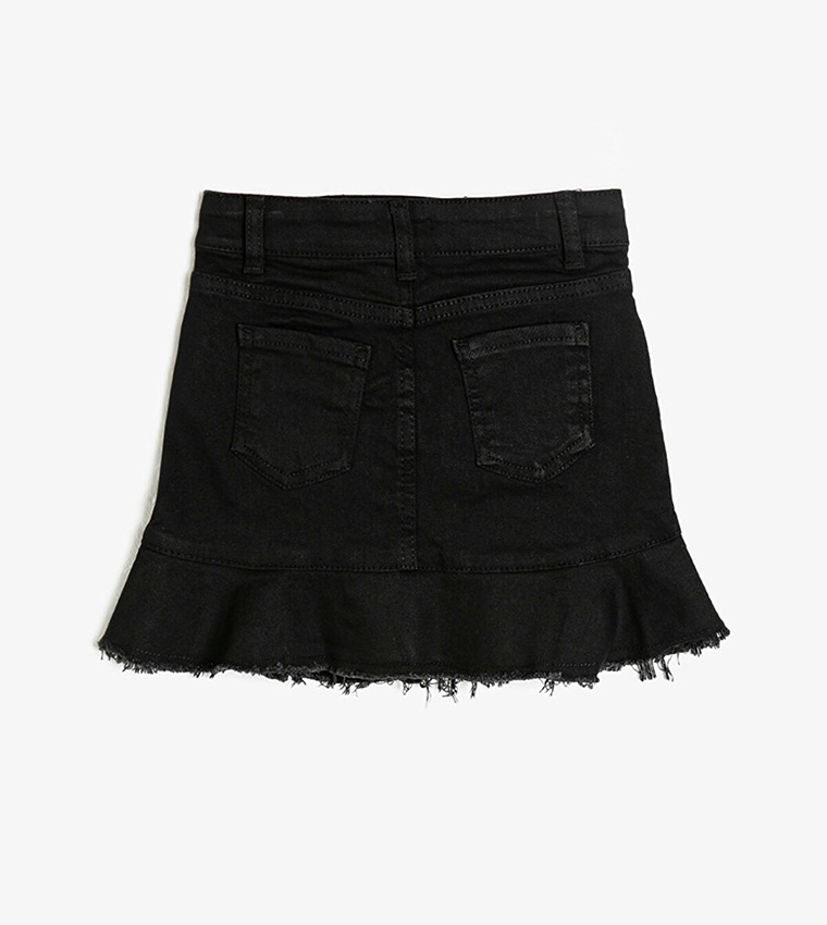 Buy Koton Solid Frayed Mini Skirt In Black 6thStreet Kuwait