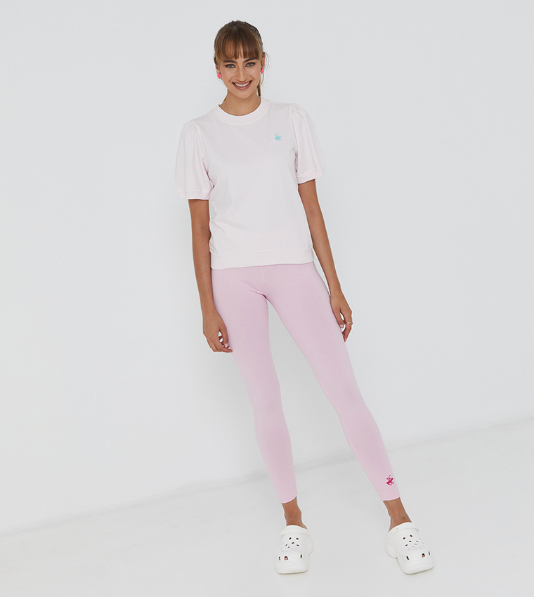 Solid Elastic Waist Leggings