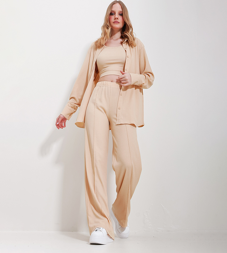 3 Piece Textured Clothing Set