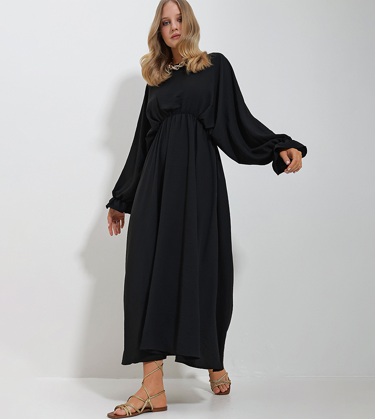 Balloon Sleeve Aerobin Maxi Dress