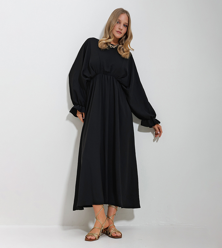 Balloon Sleeve Aerobin Maxi Dress