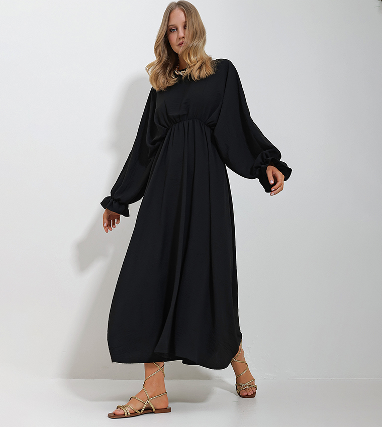 Balloon Sleeve Aerobin Maxi Dress