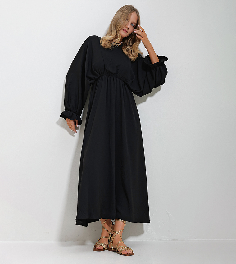 Balloon Sleeve Aerobin Maxi Dress