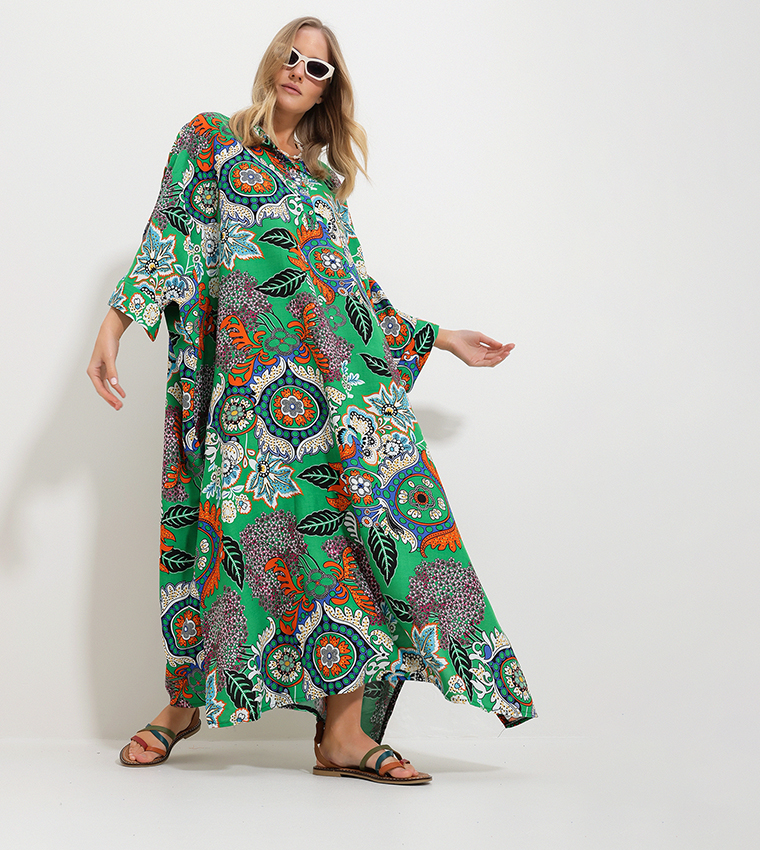 Printed Woven Kaftan Dress