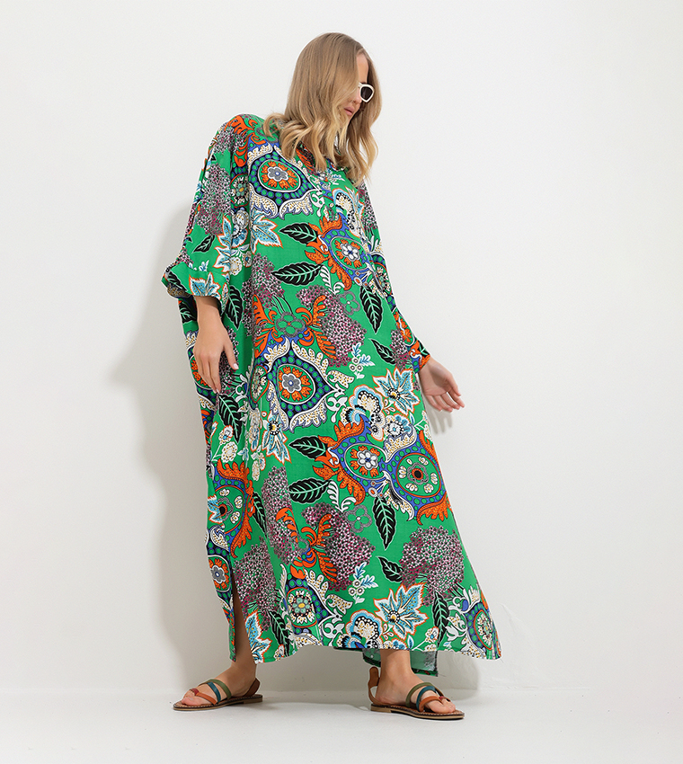 Printed Woven Kaftan Dress