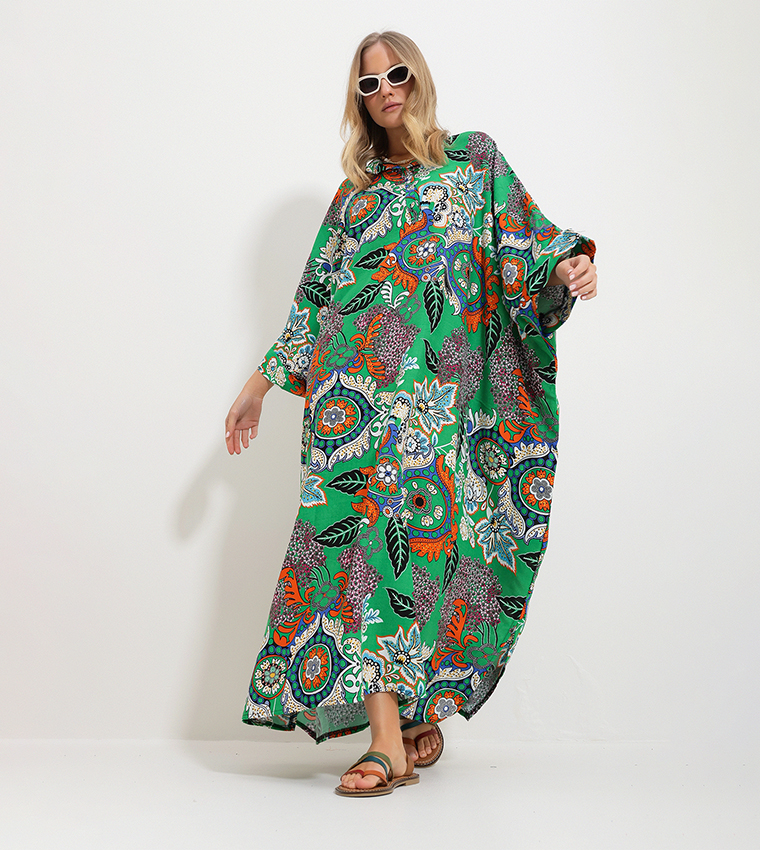 Printed Woven Kaftan Dress