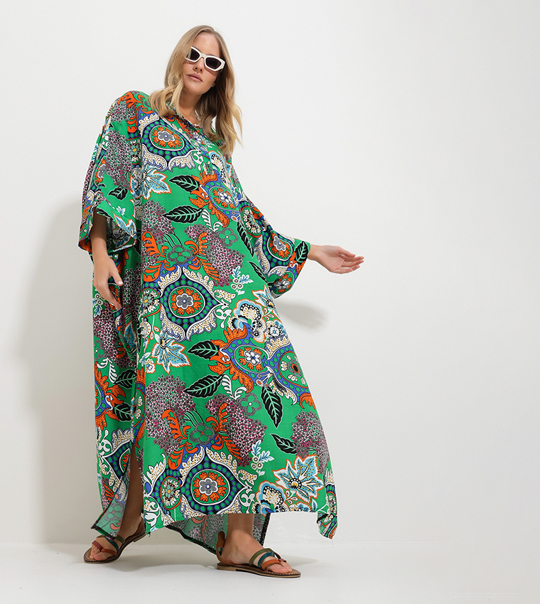Printed Woven Kaftan Dress