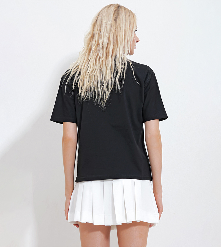 Guipure Pocket Crew Neck T-Shirt