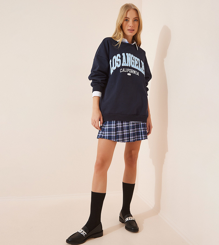 Printed Raised Knitted Sweatshirt