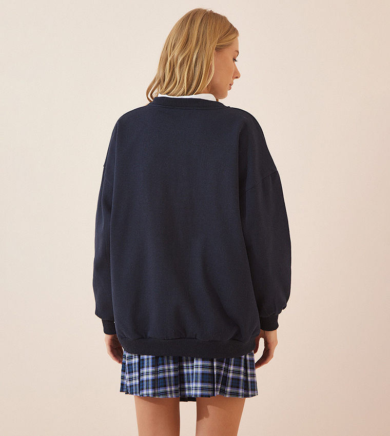 Printed Raised Knitted Sweatshirt