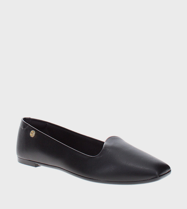 Textured Square Toe Ballerinas