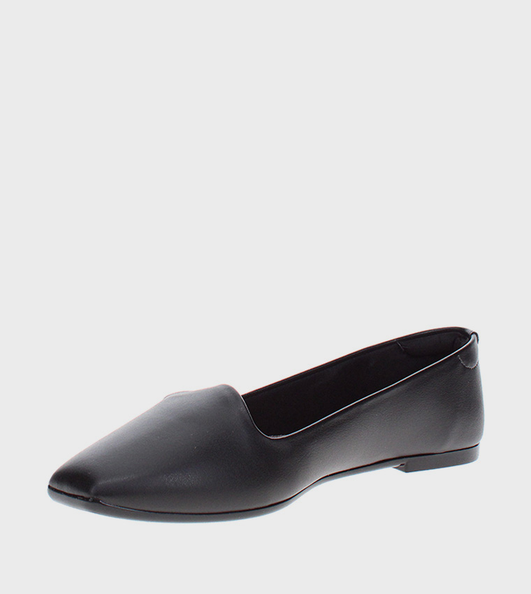 Textured Square Toe Ballerinas