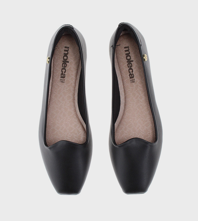 Textured Square Toe Ballerinas