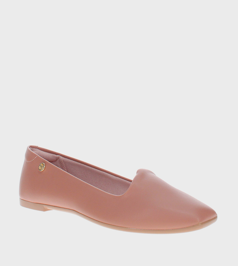 Textured Square Toe Ballerinas