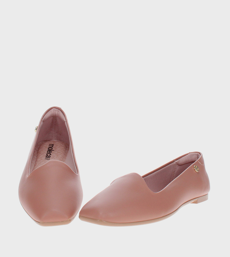 Textured Square Toe Ballerinas