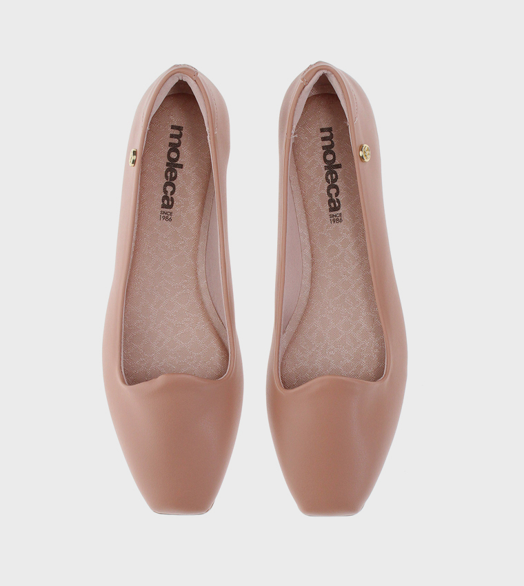 Textured Square Toe Ballerinas