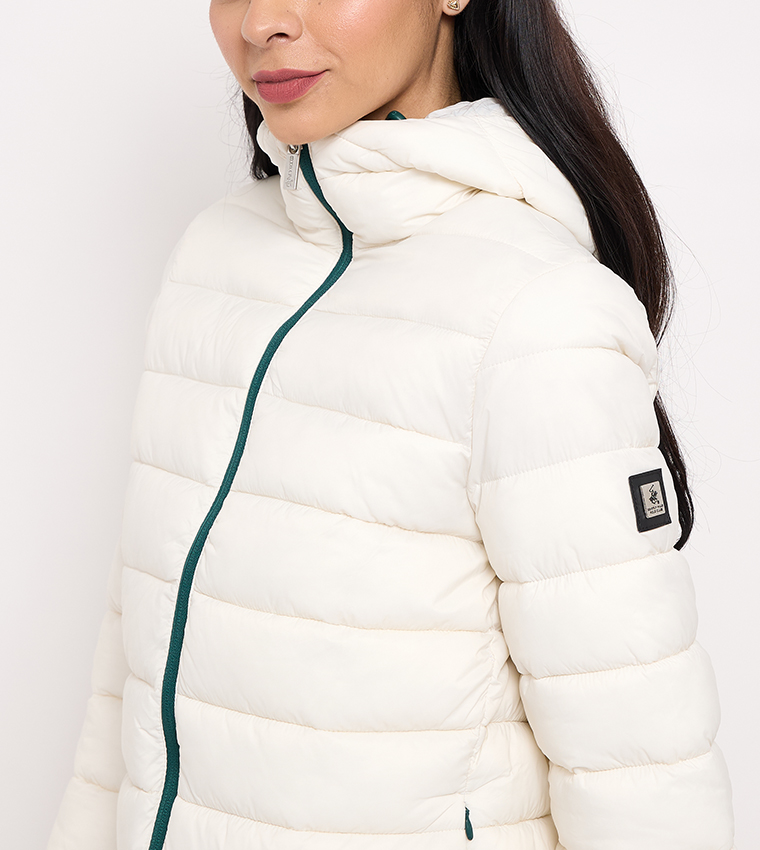 Logo Badge Hooded Puffer Jacket