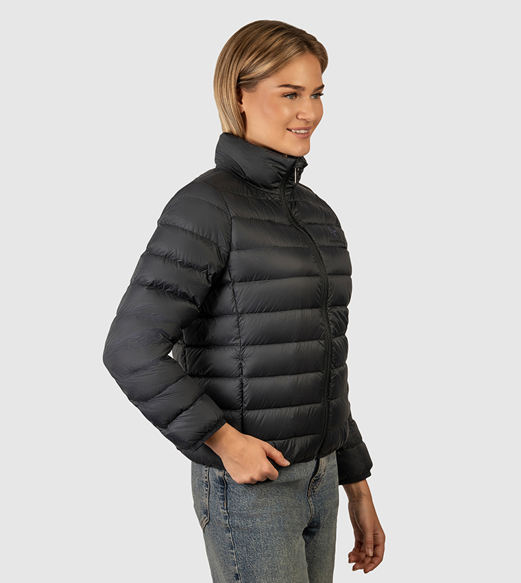 Logo Embroidered High Neck Puffer Jacket