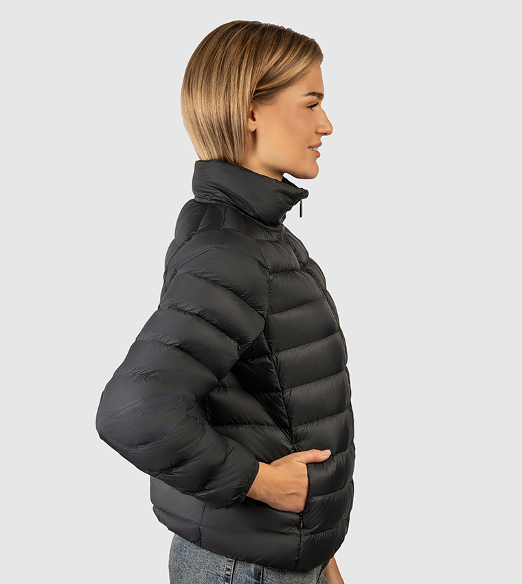 Logo Embroidered High Neck Puffer Jacket