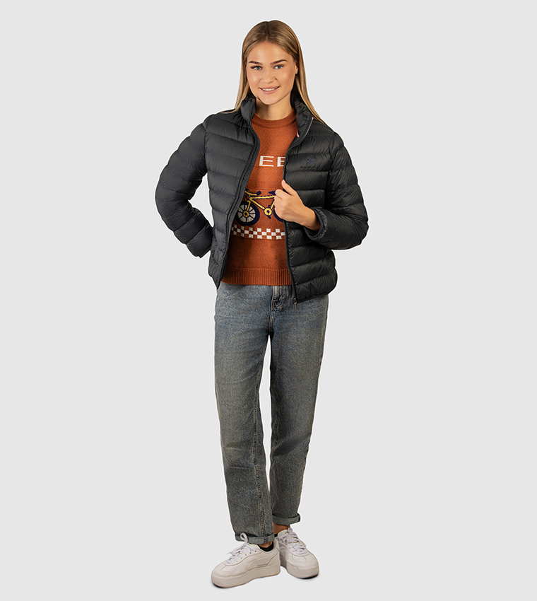 Logo Embroidered High Neck Puffer Jacket