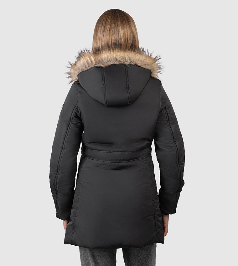 Logo Embroidered Zip-Through Parka Jacket