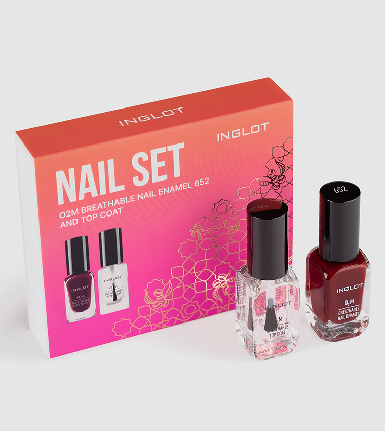 Buy Inglot Nail Set O2M Nail Enamel 652 And Top Coat In Multiple Colors |  6thStreet Kuwait