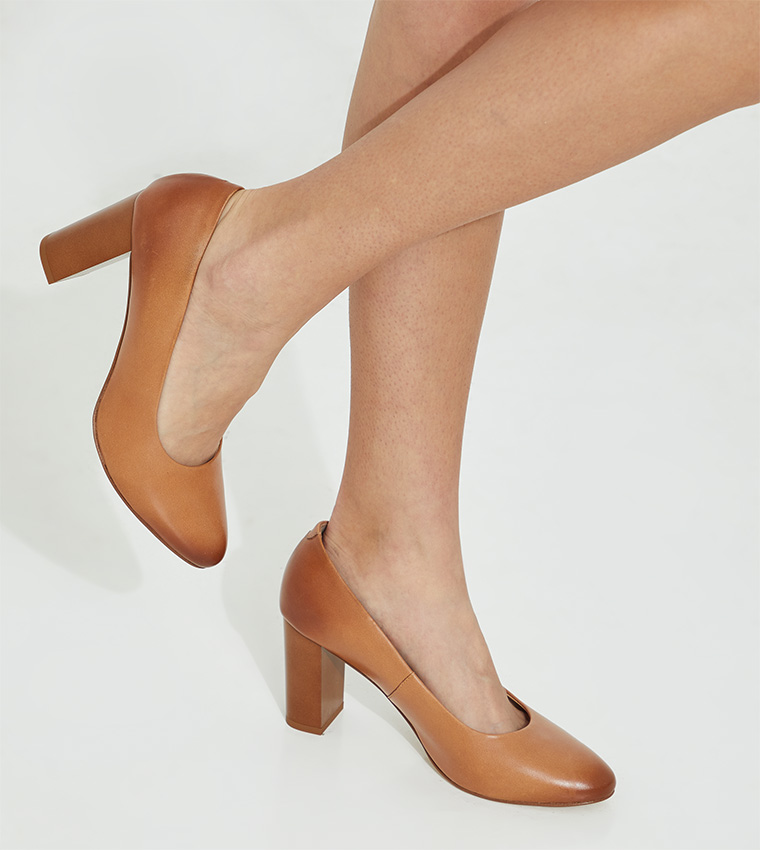 Buy Lasocki CCC Solid Block Heel Pumps In Beige 6thStreet UAE
