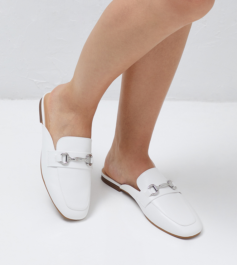 Buy Jenny Fairy CCC Low Heel Round Toe Mules In White 6thStreet UAE