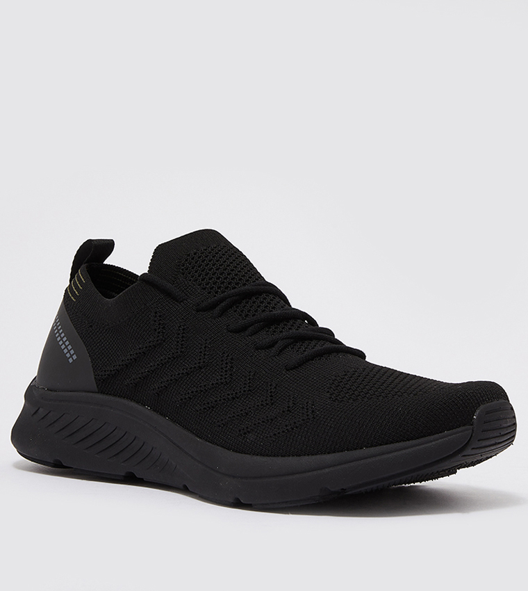 Plain black sports shoes sale