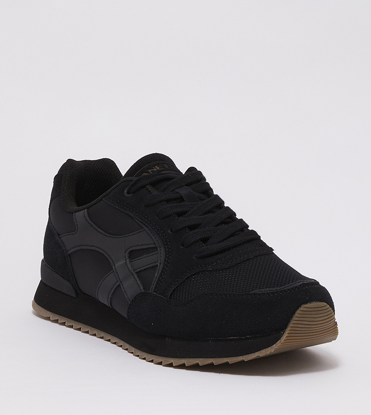 Buy Lanetti @ CCC Overpanelled Lace Up Running Shoes In Black ...