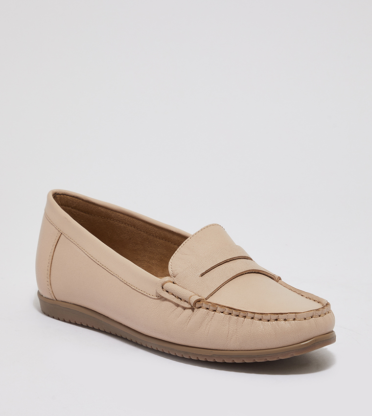 Buy Go Soft @ Ccc Slip On Round Toe Loafers In Beige 