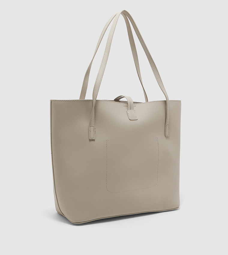 Buy DEEZEE @ CCC Snap Button Closure Tote Bag In Beige | 6thstreet