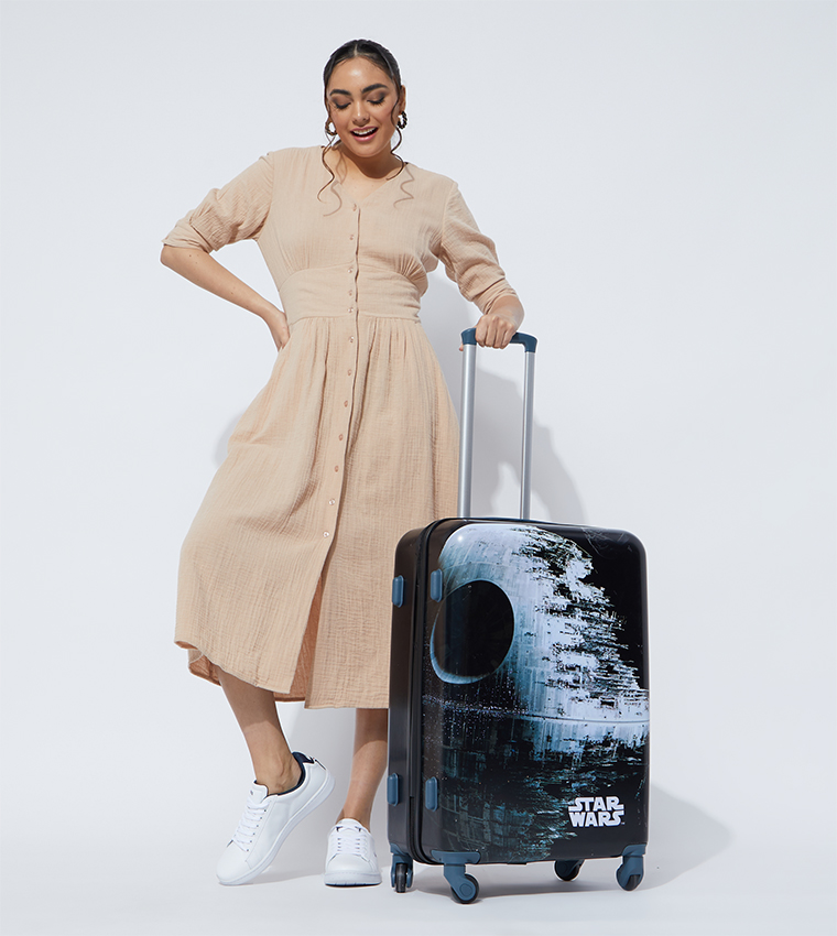 Buy STAR WARS CCC Graphic Printed Trolley Bag In Black