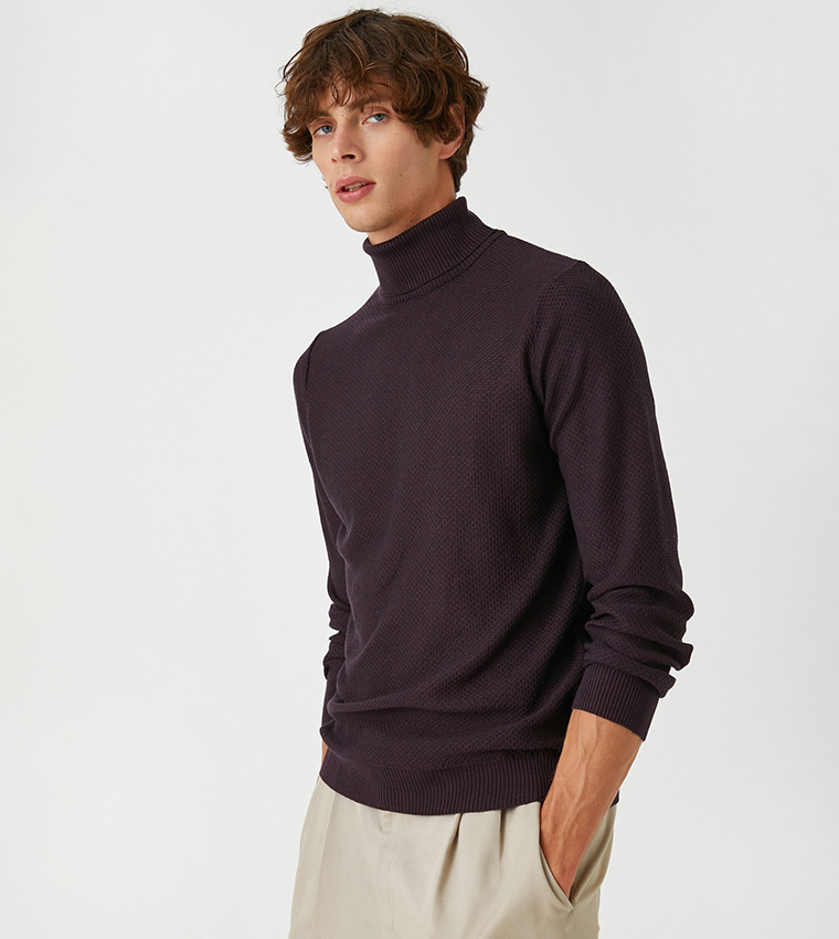 Patterned Turtleneck Sweater