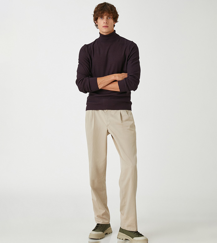Patterned Turtleneck Sweater