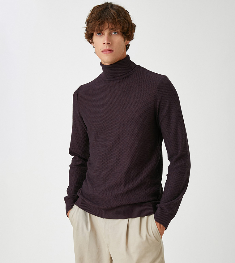 Patterned Turtleneck Sweater