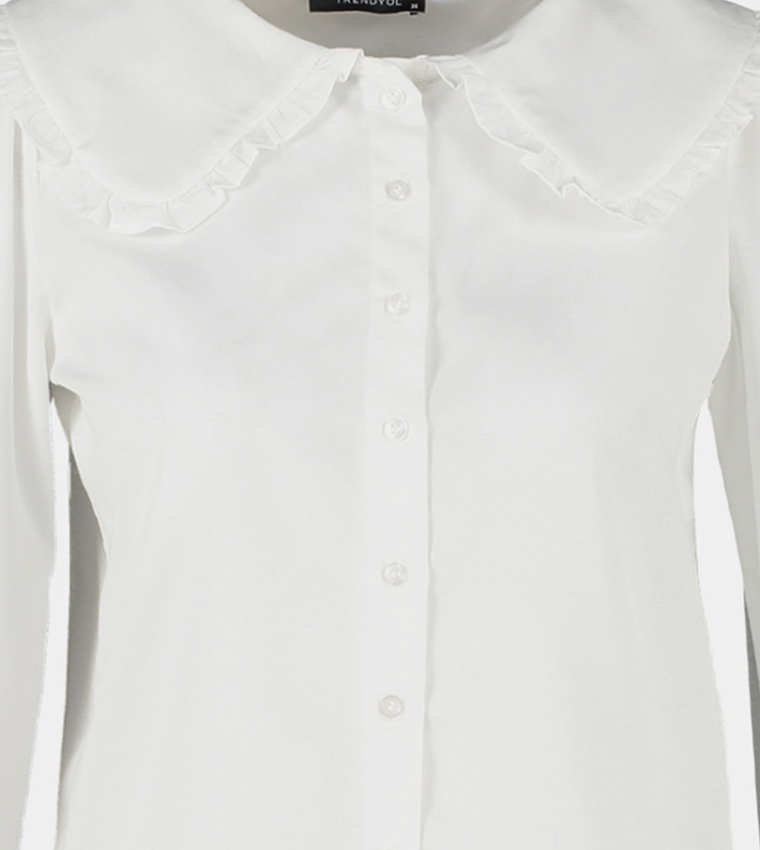 *Exclusive* Peter Pan Collar Shirt, Taupe Check main image 1
