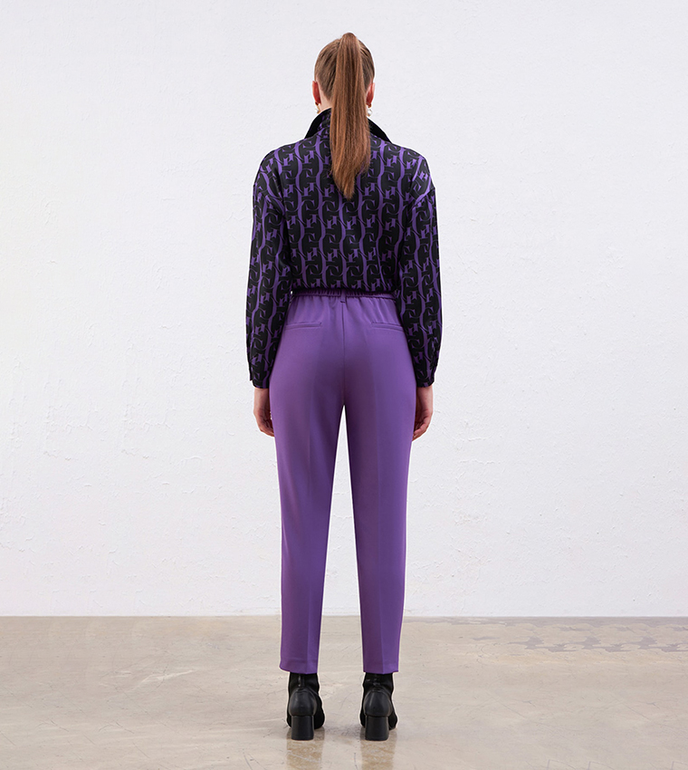 Buy Gusto Pleated Cigarette Trousers In Purple 6thStreet Oman