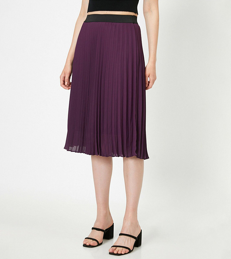 Accordion Pleated Midi Skirt