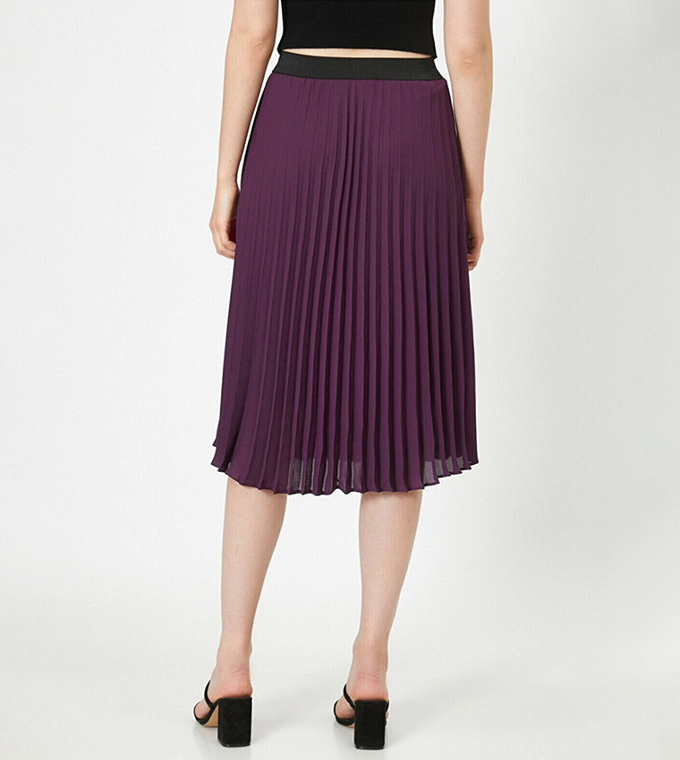 Mixed Print Accordion Pleated Midi Skirt