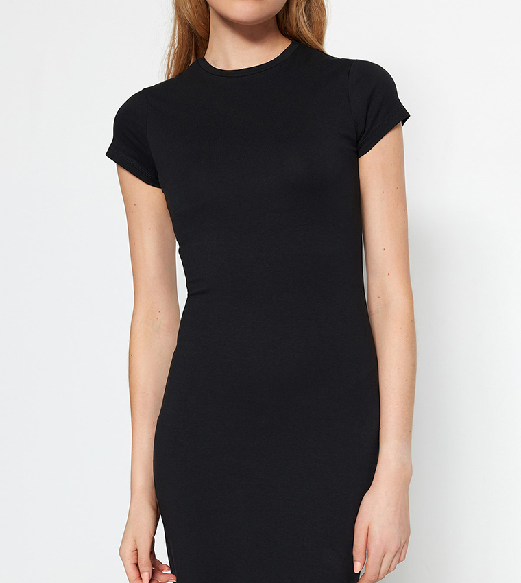 Short Sleeves Midi Knitted Dress