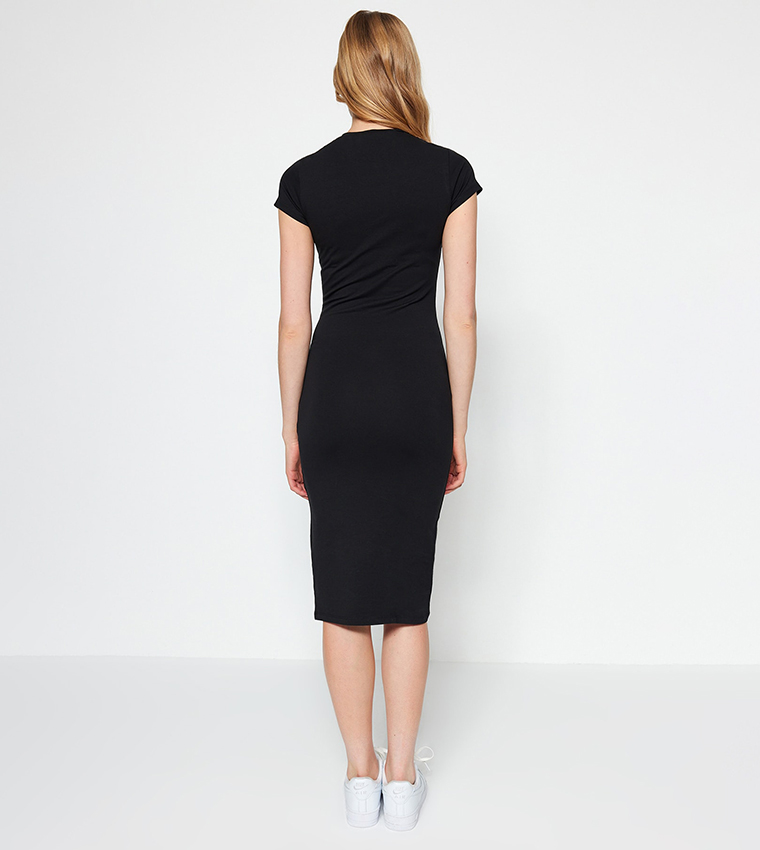 Short Sleeves Midi Knitted Dress