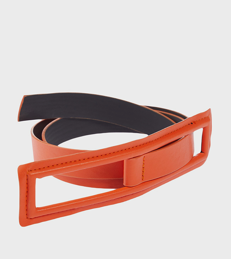 Orange leather belt sale