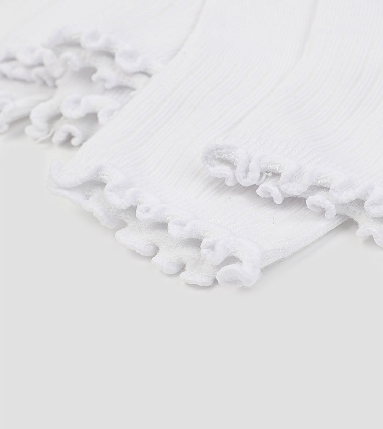 3-Pack Lettuce Hem Crew Socks