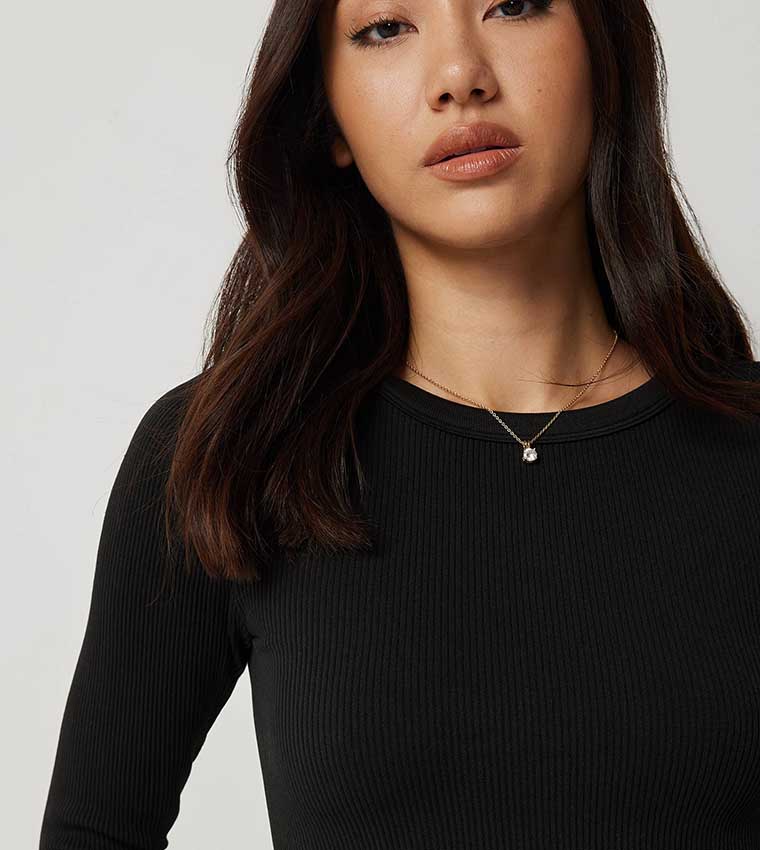 Ribbed Long Sleeves Crop Top