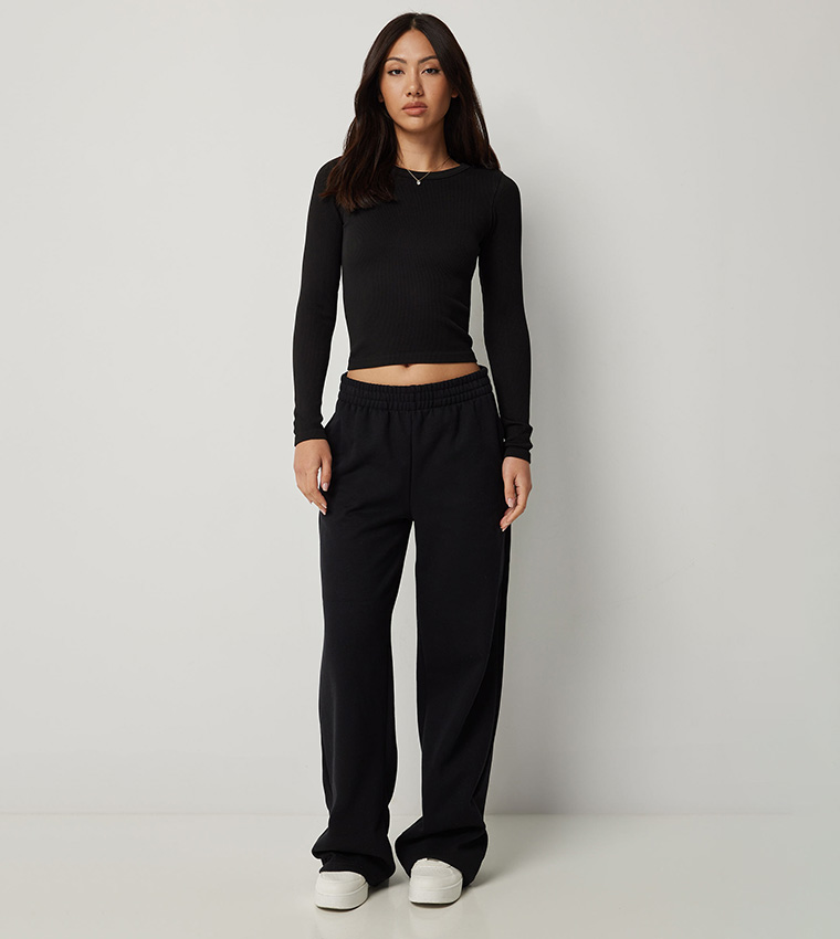 Ribbed Long Sleeves Crop Top