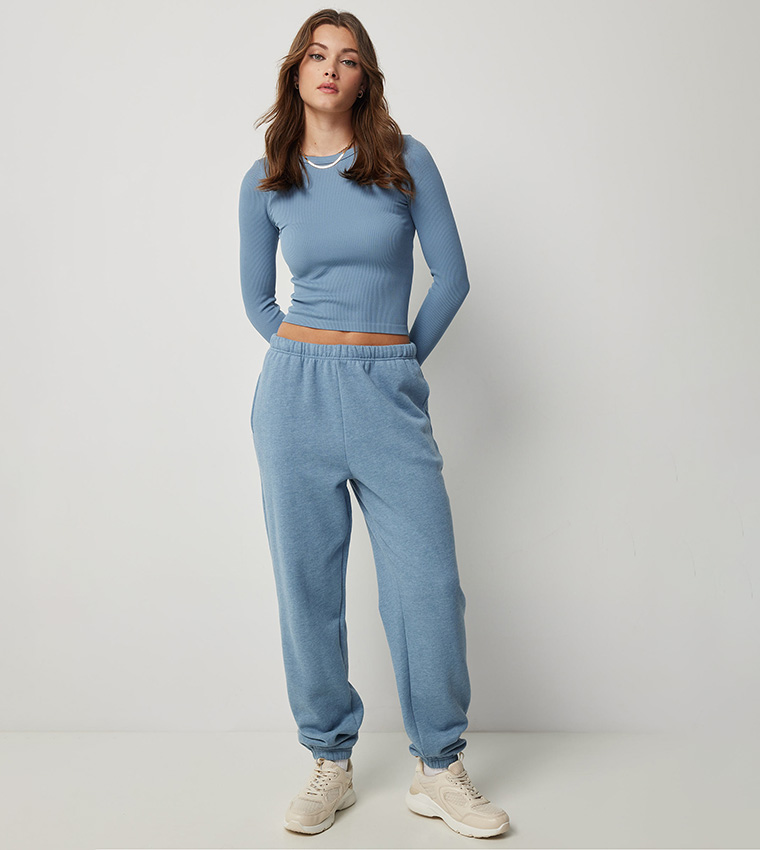 Ribbed Long Sleeves Crop Top