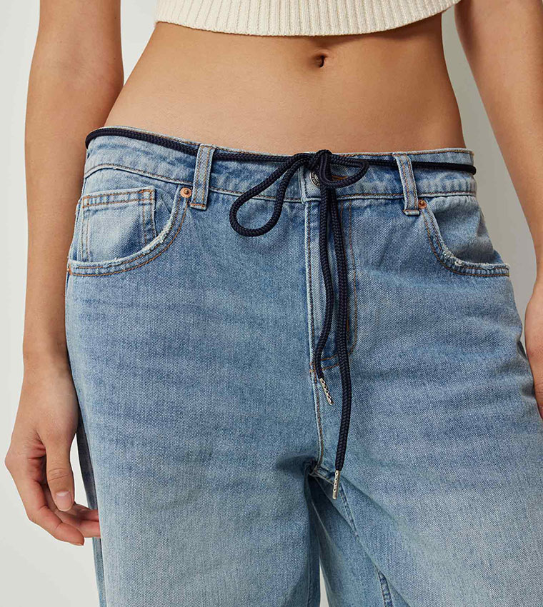 Faded Low Rise Wide Leg Jeans