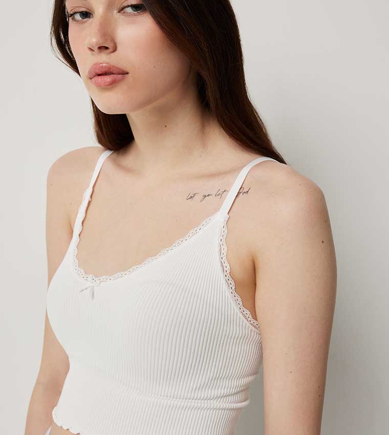 Ribbed Lettuce Hem Sleep Top
